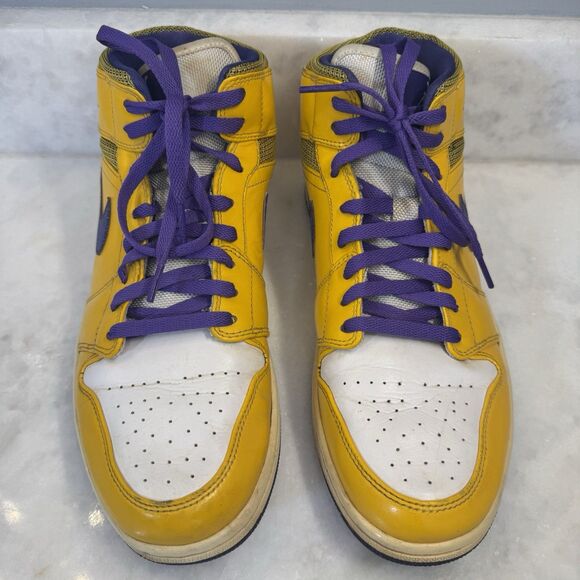 Nike Air Jordan 1 Mid Lakers Kobe Yellow/Purple 554724-708 Men’s Size 11 - Picture 3 of 15